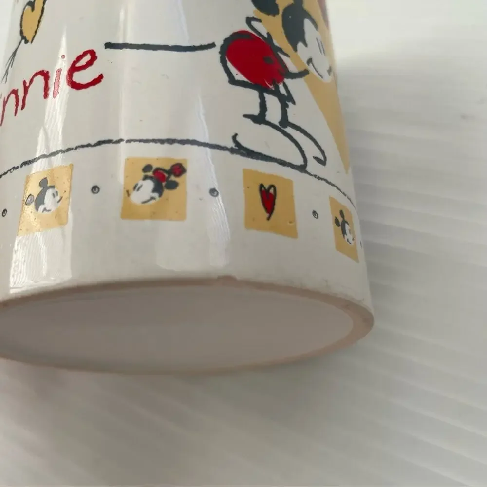 Vintage Mickey loves Minnie mug coffee cup with inside design